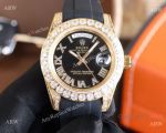 Replica Rolex Day-Date Diamond Gold Bezel Black Face 40 MM Watch